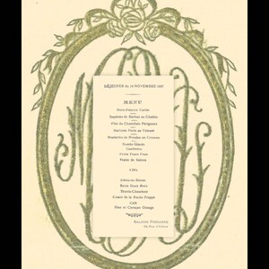 Menú de almuerzo francés 'Dejeuner' raro de 1937, vino añejo, conocedor de vinos, regalo para cenas, adorno de pared antiguo, regalo efímero francés