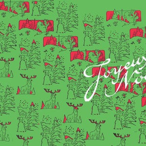 Tarjeta navideña vintage impresa a mano en francés, sello escolar francés, sello vintage de madera, diseño de temporada navideña, tarjeta de regalo navideña, muñeco de nieve