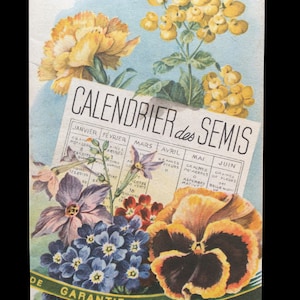Lámina vintage de jardinería francesa: «Calendrier des Semis» (JPG digital)