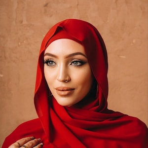 Premium Matching Chiffon Hijab and Bamboo Undercap Set - Cherry
