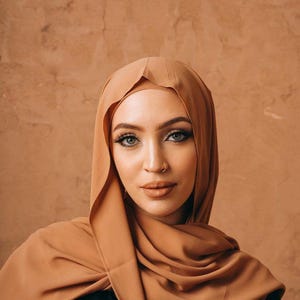 Premium Matching Chiffon Hijab and Bamboo Undercap Set - Almond