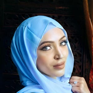 Premium Matching Chiffon Hijab and Bamboo Undercap Set - Sky Blue
