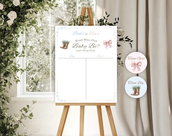 Boots or Bows Gender Reveal Voting Sign,  Cowboy or Cowgirl Theme (Instant Download)