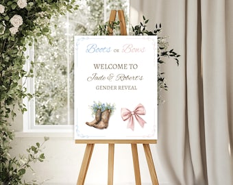 Boots or Bows Gender Reveal Welcome Sign, Cowboy or Cowgirl theme (Instant Download)