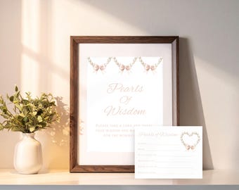 Pearls of Wisdom Advice Signs and Cards, Baby Shower Advice , Editable Template and Digital Download