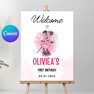 pink minnie mouse welcome sign minnie welcome sign minnie welcome banner minnie mouse birthday party welcome poster decor party supplies