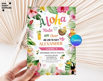 Luau Birthday Invitation, Aloha Pineapple Party (Digital File)
