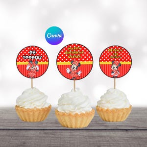 red minnie mouse cup cake toppers cupcake toppers birthday cup cake toppers minnie mouse party favors minnie mouse party supplies printables