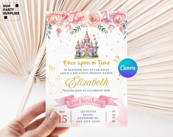 princess castle invitation princess invitation digital girl Princess Birthday Invitation Princess Party invitation  Princess invites