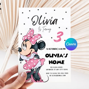 3rd Minnie Mouse Birthday Invitation, Minnie Birthday Invitation, Minnie Birthday, Printable Minnie  Invitations Minnie Mouse Invite IA039