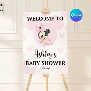 rosa minnie maus Baby dusche Willkommensschild minnie Baby dusche Willkommen Poster Rosa Mädchen Baby dusche Willkommensschild druckbares Zeichen