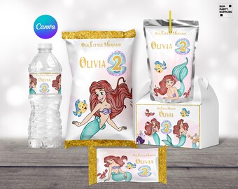 Ariel Little Mermaid Birthday Party Favors, Printables (Digital)