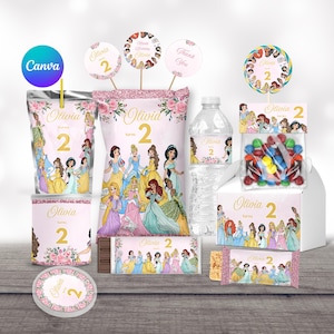 cute princess party favors princess party labels party package party supplies party bundle party kit party decor chip bag label caprisun