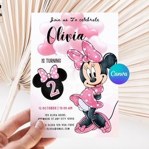 EDITABLE Minnie Mouse Invitation, Oh Twodles Invite, Minnie Mouse 2nd Birthday Invitation Printable,  Minnie Mouse Invite, IA023