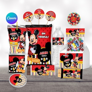 Cadeaux d'anniversaire Mickey Mouse, lot de décorations imprimables (téléchargement numérique)