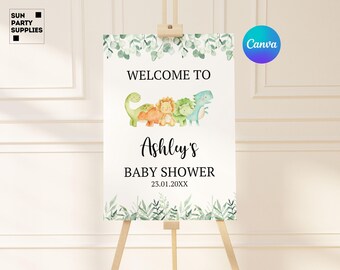 Dinosaur Baby Shower Welcome Sign, Printable Decor (Digital Download)