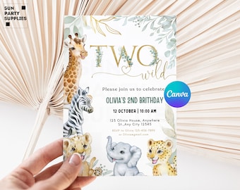 Invito di compleanno "Two Wild Safari", animali della giungla (digitale)