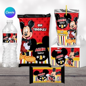 mickey mouse birthday Printables mickey mouse party favors chip bag templates labels water bottle caprisun template gable box template