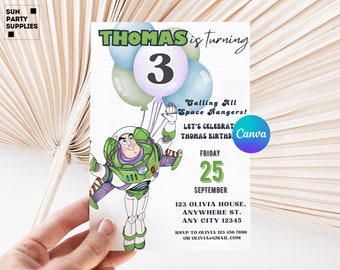 Buzz Lightyear Birthday Invitation, Toy Story Third Birthday (Digital)