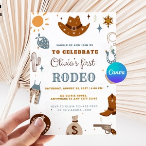 1st Rodeo invitation My first rodeo invitation Rodeo Birthday Party My  Cowboy  Birthday Invite Wild West party 1st birthday Invite IB036