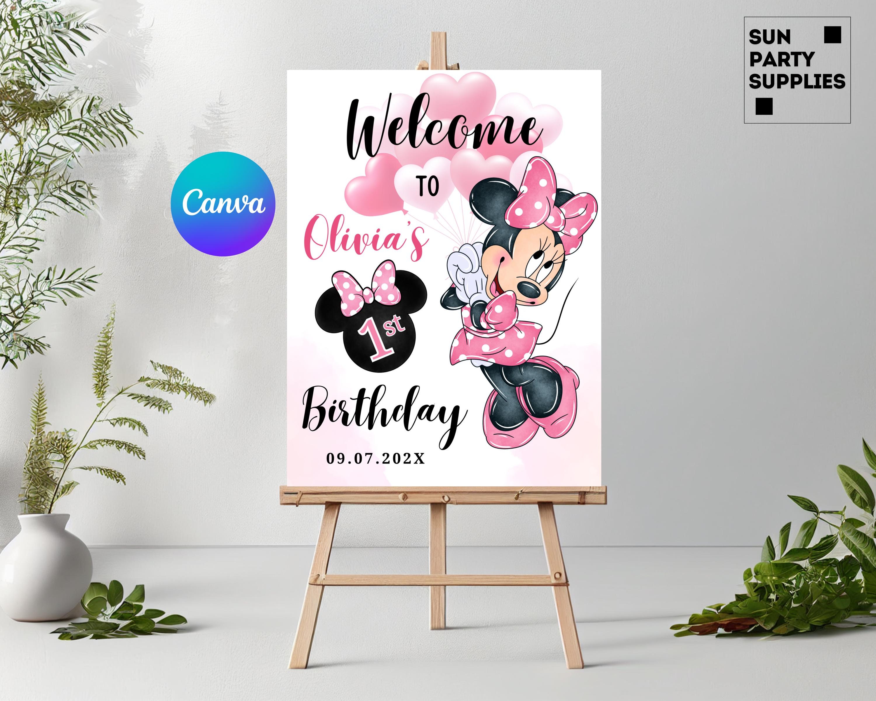 pink minnie welcome sign minnie mouse welcome sign minnie welcome banner minnie mouse birthday party welcome poster decor party supplies