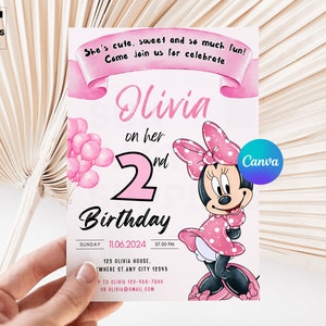 Minnie Mouse 2nd Birthday Invitation Printable, EDITABLE Minnie Mouse Invitation, Oh Twodles Invite, Minnie Mouse Invite, IA050