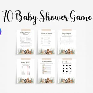 woodland Baby Shower Game Bundle woodland animals baby shower bundle baby shower games editable printable baby games forest baby shower game