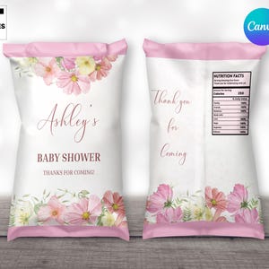 editable baby in bloom baby shower chip bag templates lays wildflower chip bag template party favors chip bag templates party supplies