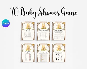 Winnie the Pooh Baby Shower Games Bundle (Canva Editable, Digital Download)