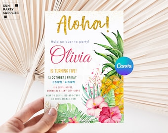 Luau Birthday Invitation luau invitation aloha invitation tropical invitation Pineapple Tropical Party Invite Hawaiian Invitation