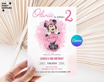 Editable Minnie Mouse 2nd Birthday Invitation (Digital Download)