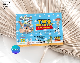 Twee Infinity and Beyond verjaardagsuitnodiging Toy Story-uitnodiging Toy Story-uitnodiging 2e verjaardag Toy Story-feestuitnodiging jongensverhaal