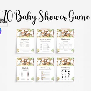 woodland Baby Shower Game Bundle woodland animals baby shower bundle baby shower games editable printable baby games forest baby shower game