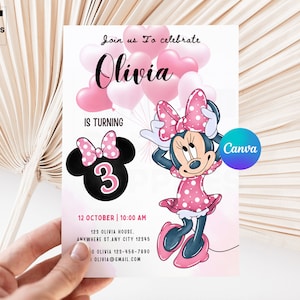 Minnie Mouse BIRTHDAY Invitation , Printable Minnie Mouse Birthday Party Invitation, Minnie Mouse Invite,  3rd Birthday Invitation, IA024