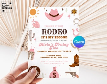 My 2nd Rodeo Invitation, Cowgirl Birthday Party (Digital Download)