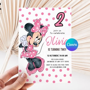 Oh Twodles , Minnie Mouse birthday Invitation, 2nd Birthday, Printable Minnie Mouse Birthday, minnie mouse Invite, minnie invitations, IA013