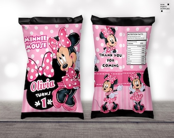 pink minnie chip bag templates canva lays potato chip bag template birthday minnie mouse party favors chip bag templates party supplies