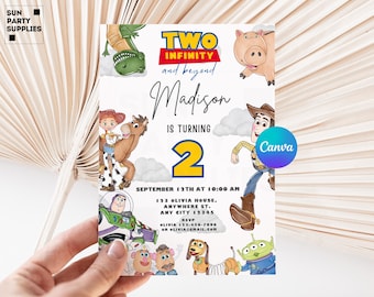 editable two Infinity and Beyond Birthday Invitation Toy Kids Birthday Invite 2nd Birthday Toy Story second Toy Story Birthday Party