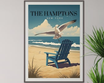 The Hamptons Poster | Hamptons Beach Print | Travel Poster |