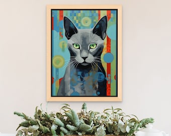 Grey Cat Print | Russian Blue Cat Art