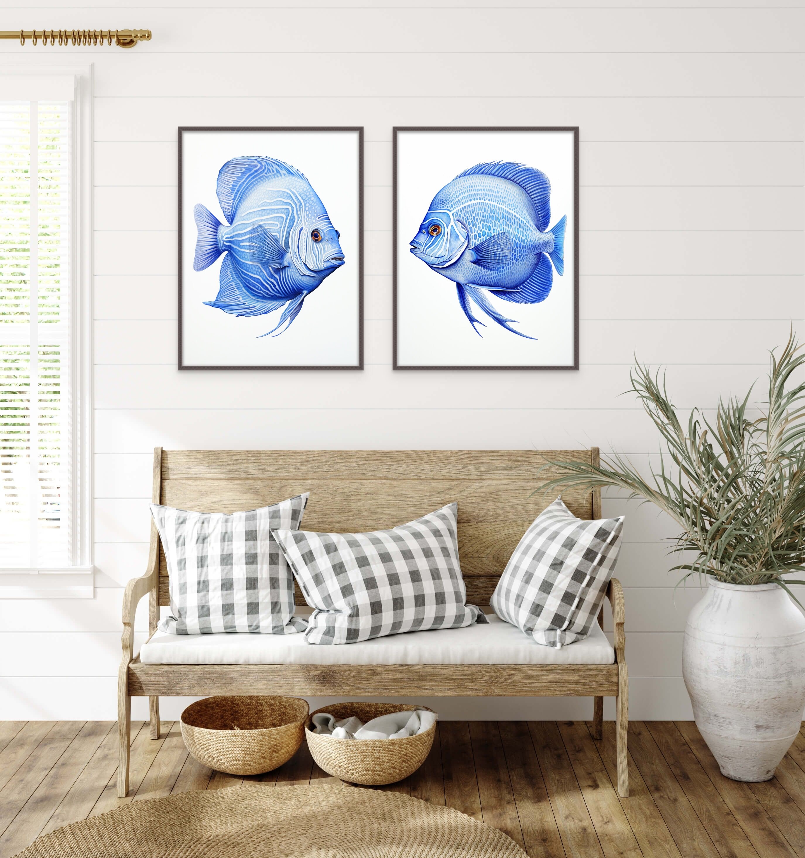 Discus Print Blue Discus Fish Print | Set of Two Prints | Tropical Fish Art - Etsy
