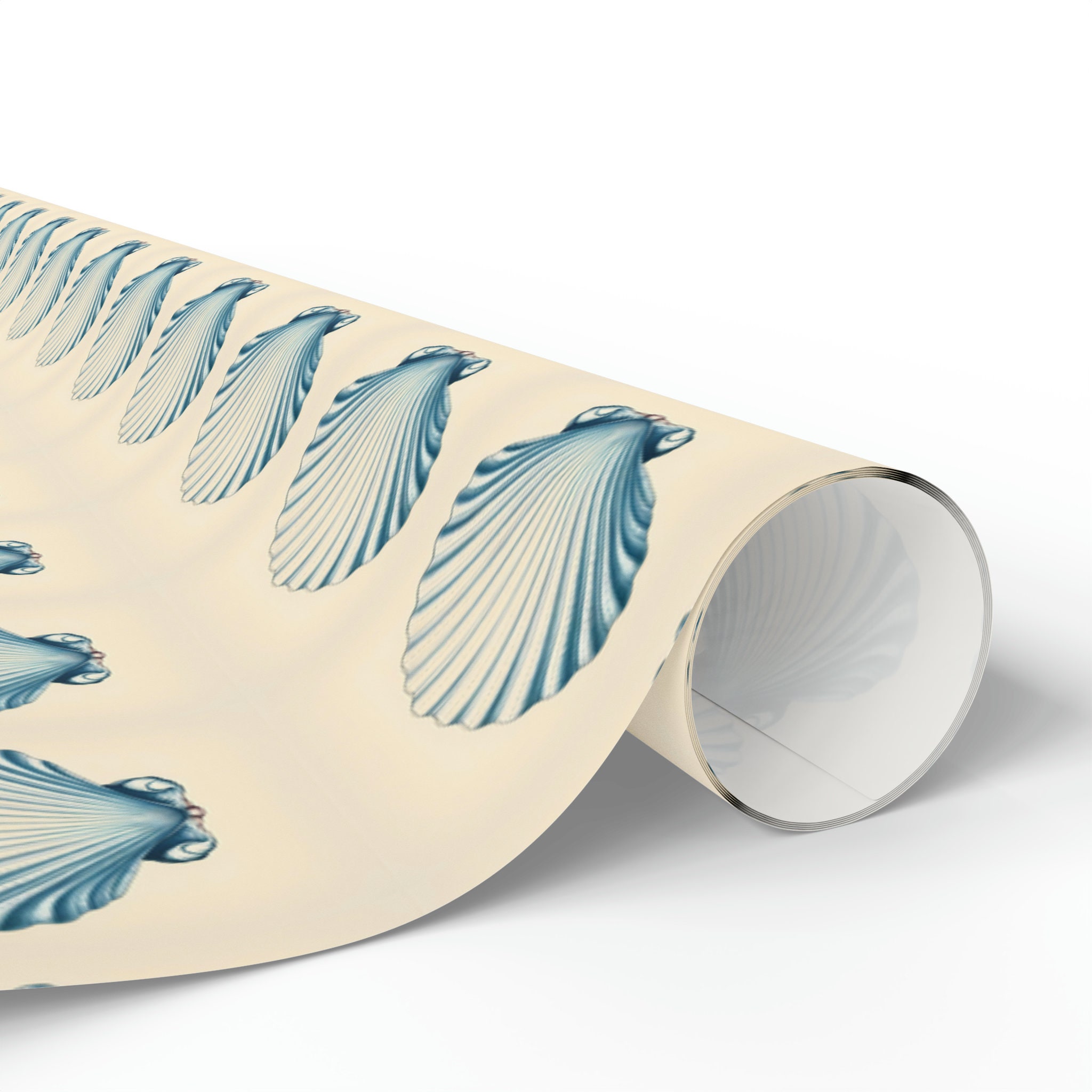 Blue Scallop Shell Wrapping Paper Coastal Gift Wrap - Etsy