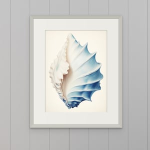 Blue Conch Shell II | Vintage Shell Poster | Hamptons Decor | Beach Art Print | Shell Art | Shell Print | Blue Shell Print | Coastal Boho