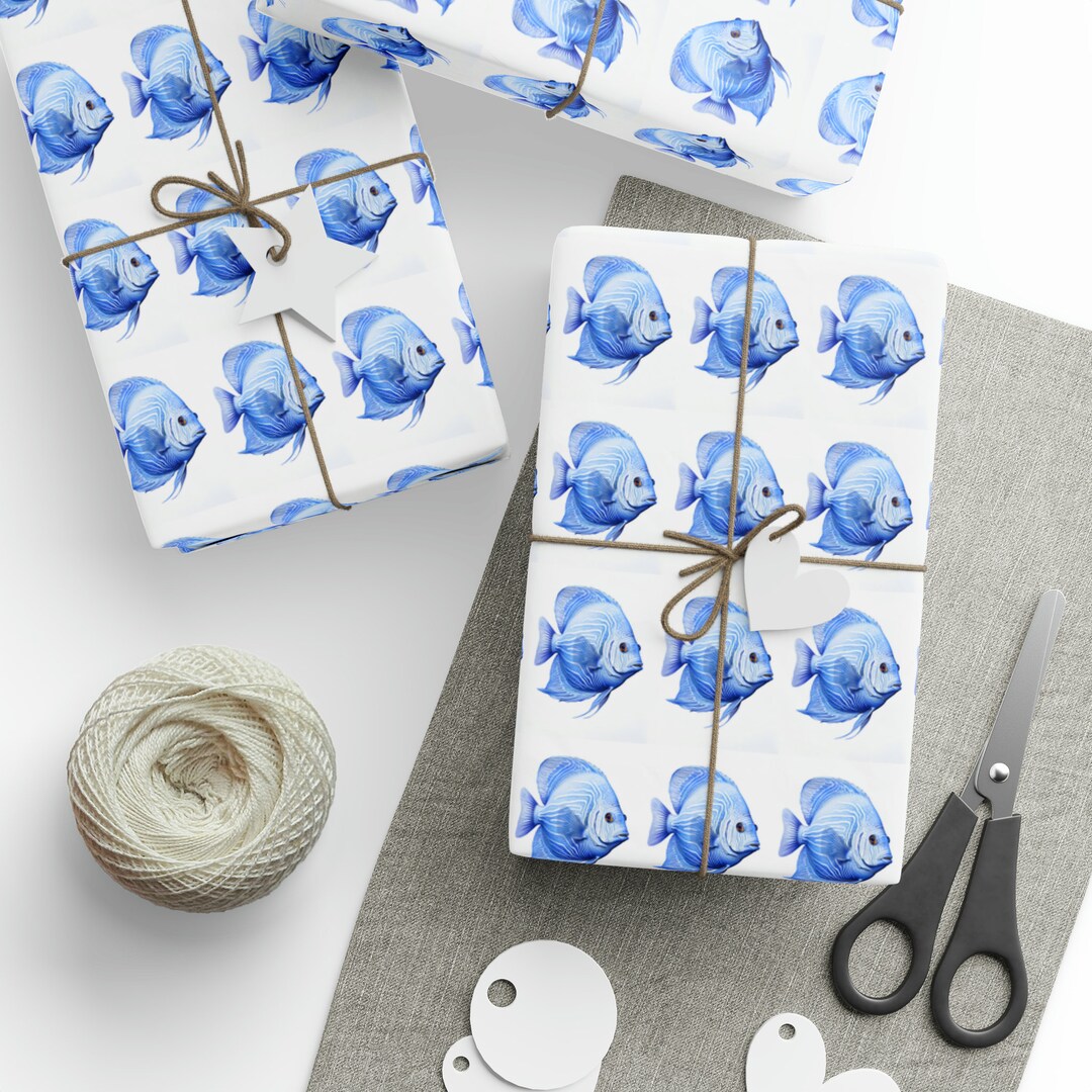 Blue Tropical Fish Wrapping Paper - Etsy