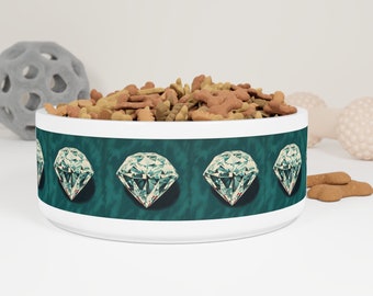 Diamond Sketch Pet Bowl in Teal