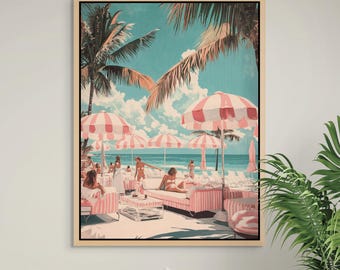 Beach Club Print | Beach Umbrella Print | Coastal Wall Art | Candy Stripe Art