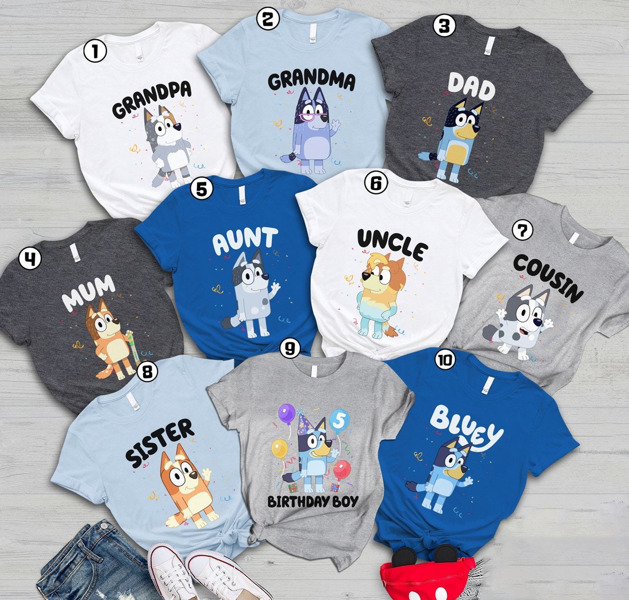 Personalized Bluey Family Shirt, Bluey Birthday Party Shirt