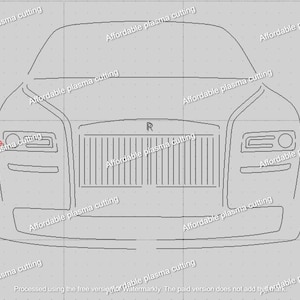 May include: Line drawing of a Rolls Royce car with the text "Affordable plasma cutting" repeated throughout the image.
