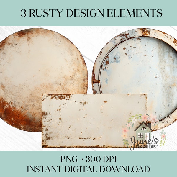 White Rusty Digital Design Elements For Signs and More - Clipart PNG Digital Downloads