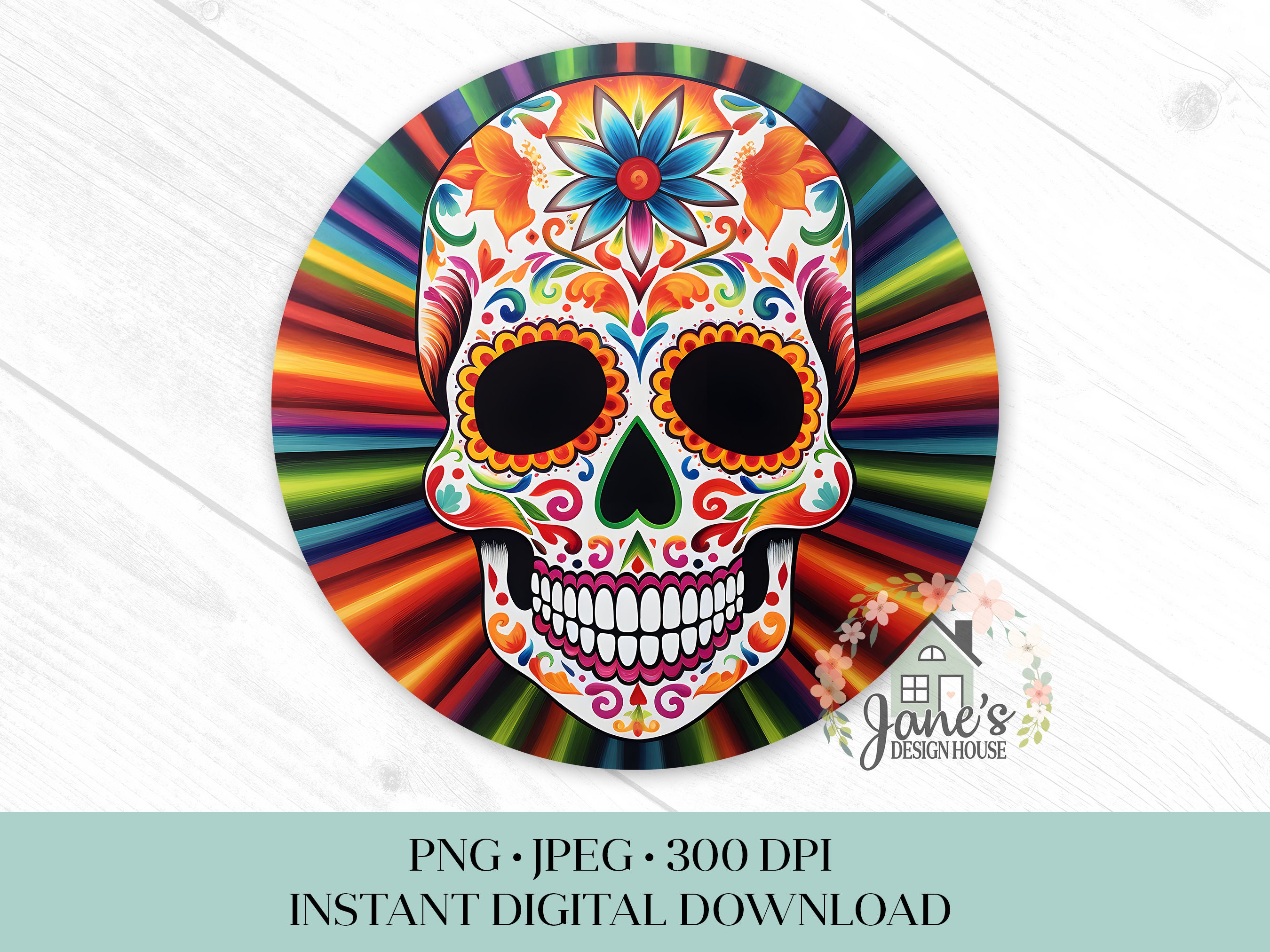 Dia De Los Muertos Sign PNG, Serape Sugar Skull Sublimation Digital ...